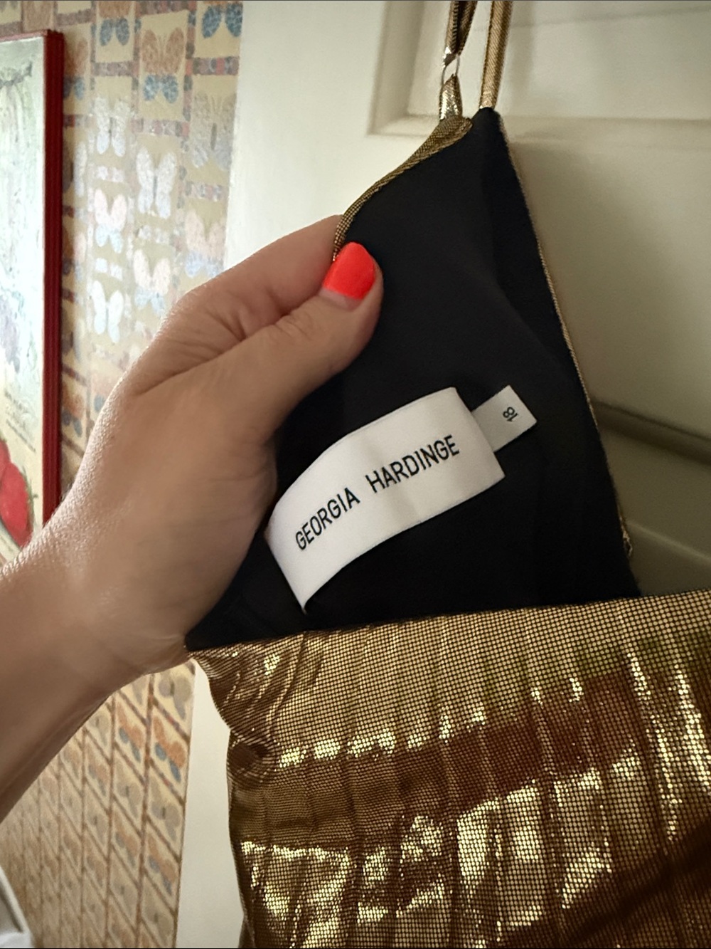 Gold Pleated Maxi Dress with Twist Detail - Picture 5 of 5